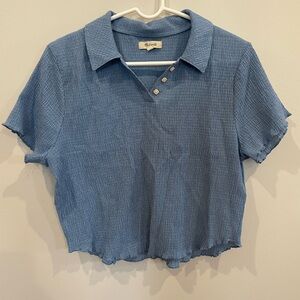 Madewell Textured Blue Crop Top